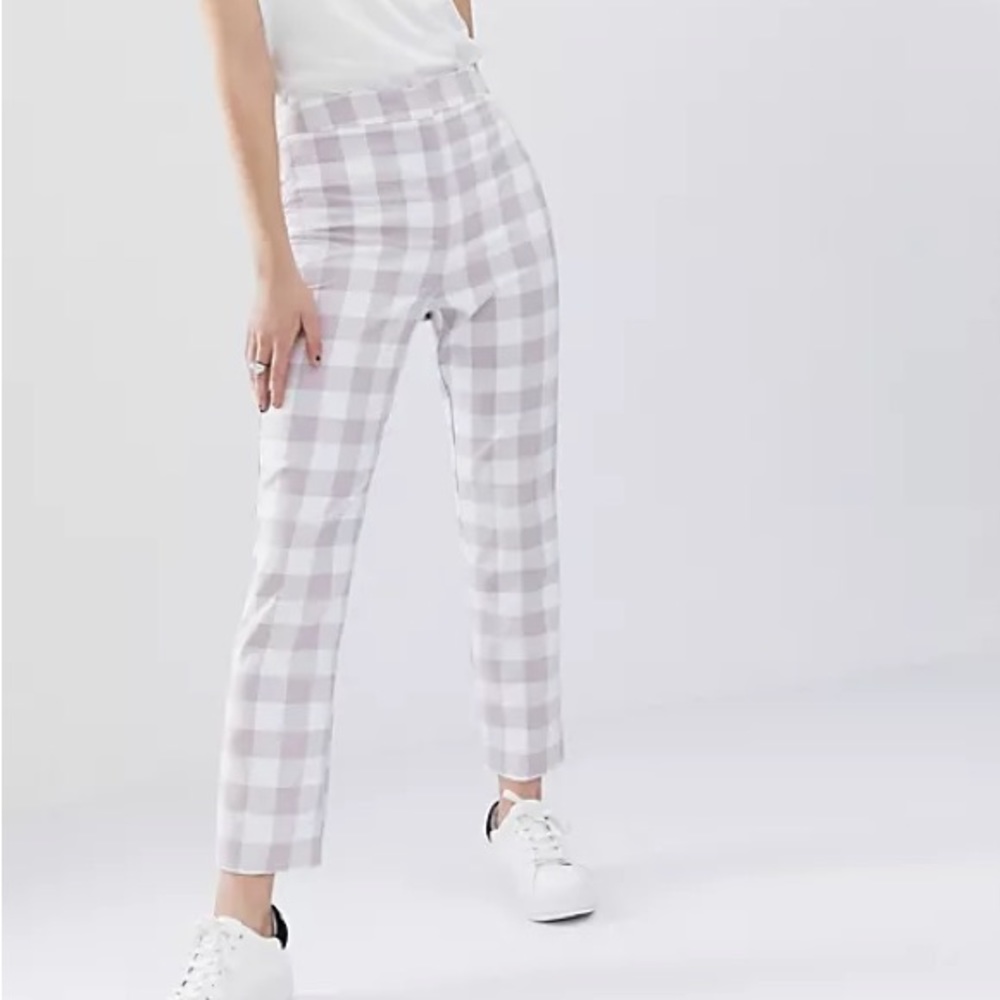 NWT ASOS purple Lilac Gingham Checkered ankle pants Slim Suit Trousers 6